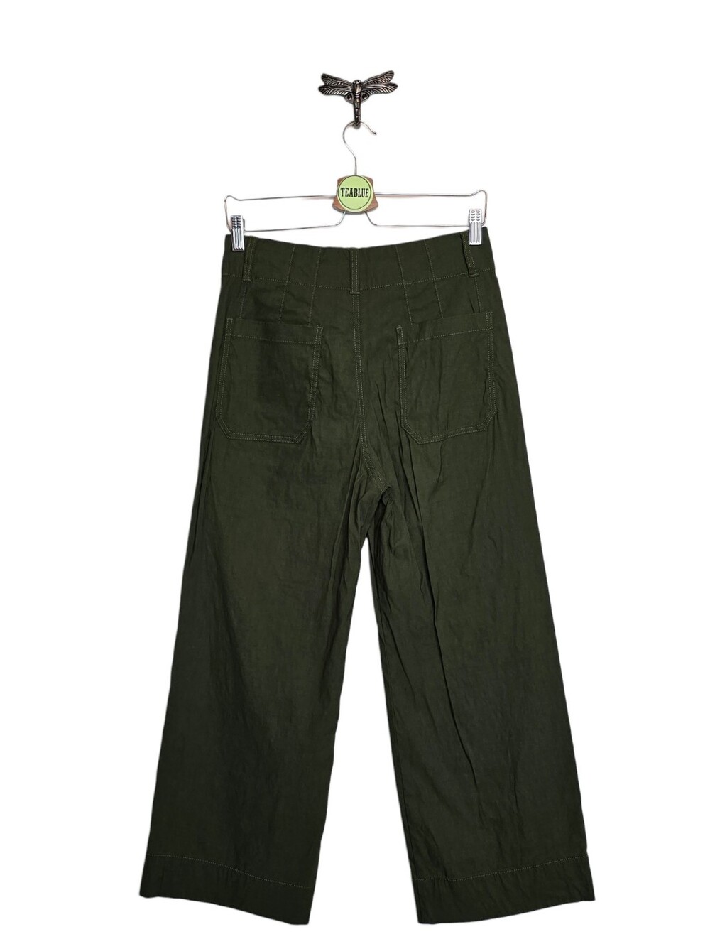 Maeve The Colette Wide-Leg Pants – Olive Green Magic Fabric Crop Size 29 Holly - Picture 3 of 13